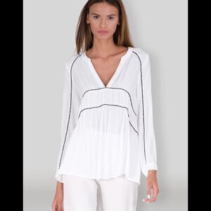 Muche et Muchette 1339b brandy pipped blouse medium